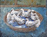 Iqbal Durrani, Fluttering in Water, 24 x 30 Inch, Oil on Canvas, Figurative Painting, AC-IQD-041